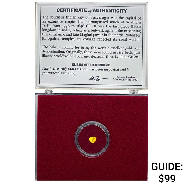 Belle India Smallest Gold Coin in the world