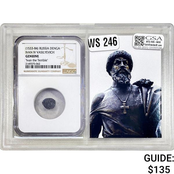 (1533-84) Russia Denga Ivan IV Vasilyevich NGC GENUINE