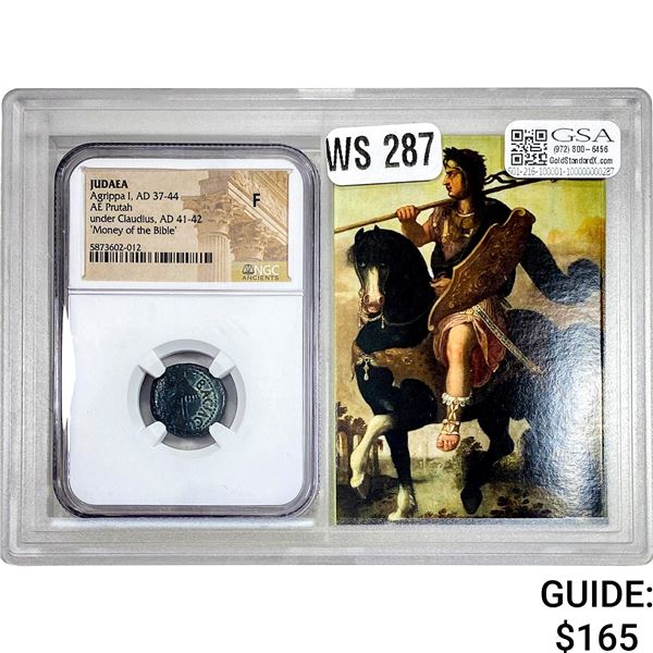 Judaea Agrippa I, AD 37-44 AE Prutah NGC F