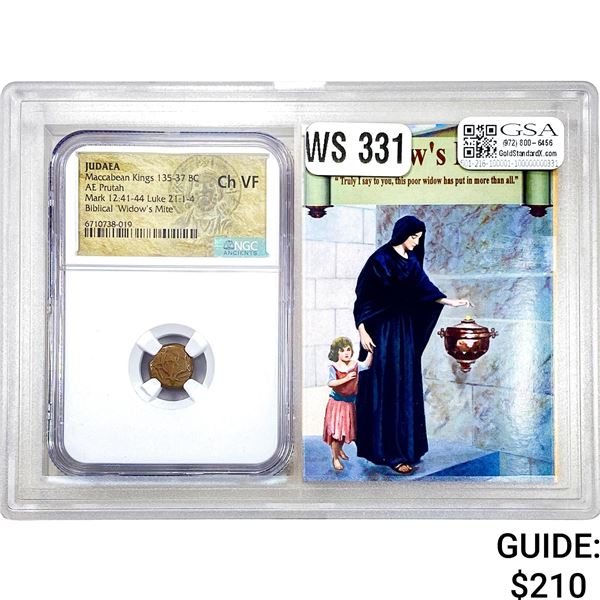 Judaea Widow's Mite AE Prutah NGC Ch VF