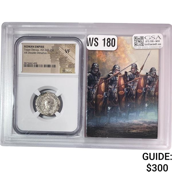 Roman Trajan Decius, AD 249-251 Silver DBL Denarius NGC VF