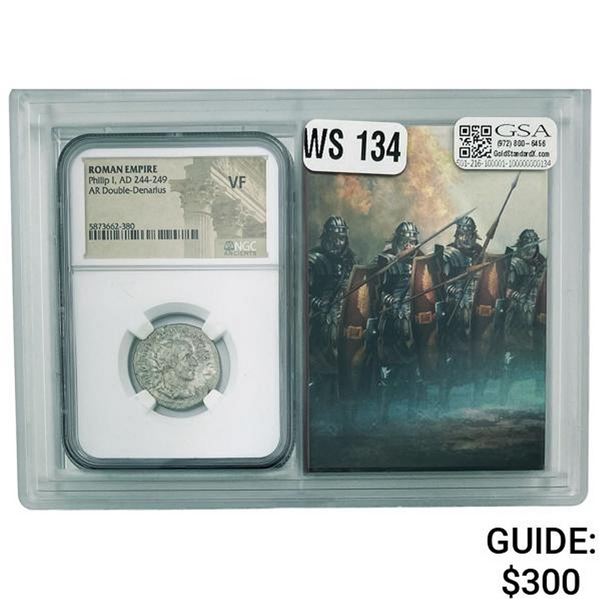 Roman Philip I, AD 244-249 Silver DBL Denarius NGC VF