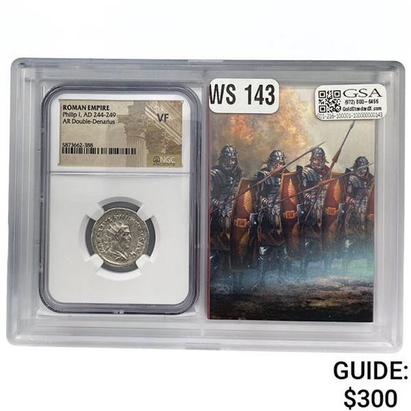 Roman Philip I, AD 244-249 Silver DBL Denarius NGC VF