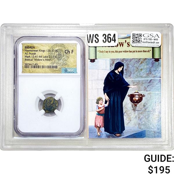 Judaea Widow's Mite AE Prutah NGC Ch F
