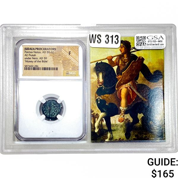 Judaea Porcius Festus, AD 59-62 AE Prutah NGC F