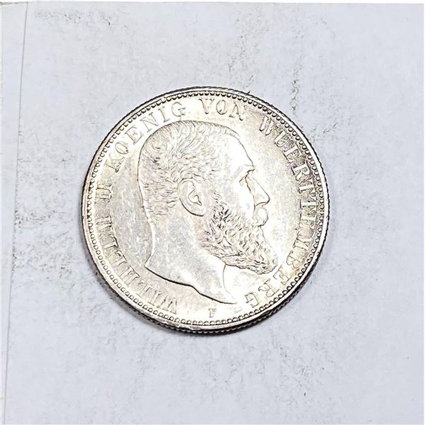 1904 Silver Wurttemerg 2 Reales MS