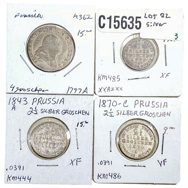 [4 Coins] 1797-1868 Various Silver Coins VF
