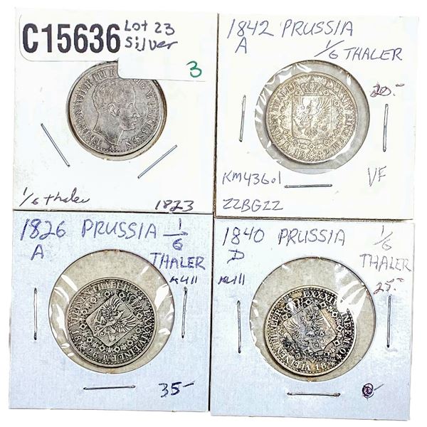 [4 Coins] 1823-1842 Various Silver Coins VF