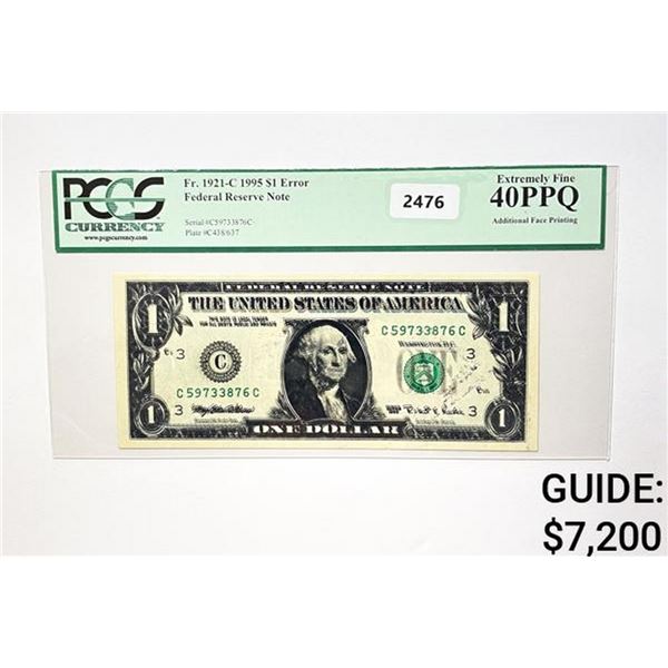 1995 $1 Federal Reserve Note-Error
