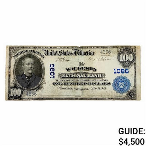 1905 $100 Waukesha National Bank Note