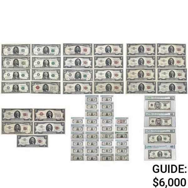 1928-2003 Varied US Currency Graded and Raw [63pcs] PCGS AU-MS 50-66