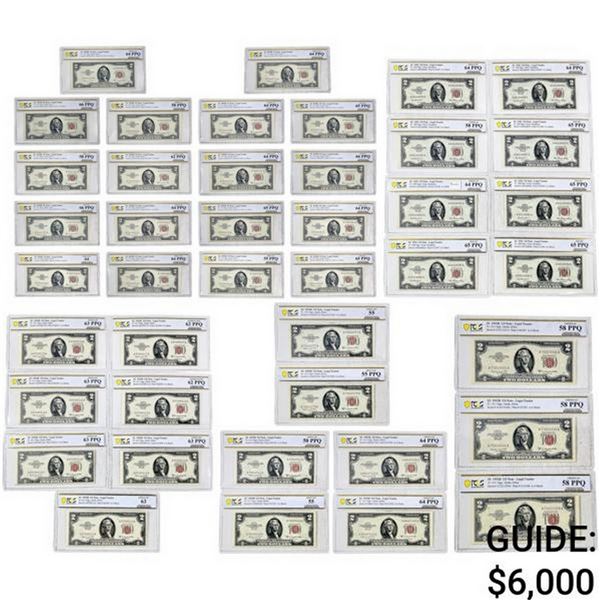 1953B M US $2 Legal Tender Notes [42 Notes] PCGS AU55-MS66