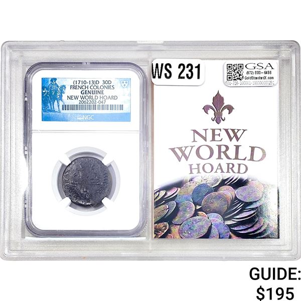 (1710-13)D 30D French Colonies New World Hoard NGC GENUINE