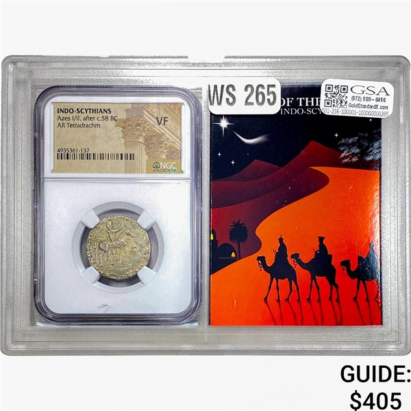 Indo, Azes I/II after c.58 BC Silver Drachm NGC VF