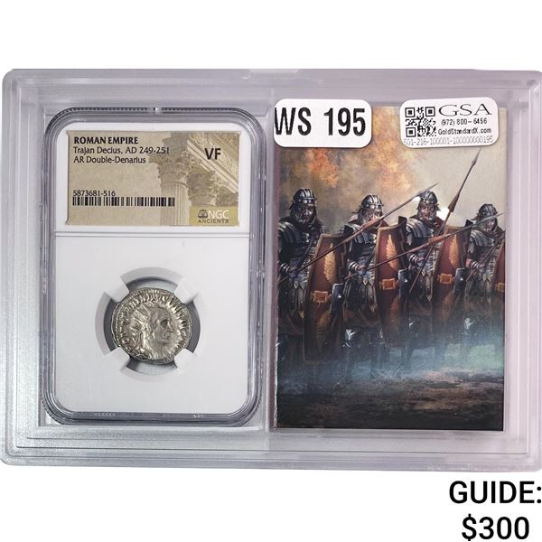 Roman Trajan Decius, AD 249-251 Silver DBL Denarius NGC VF