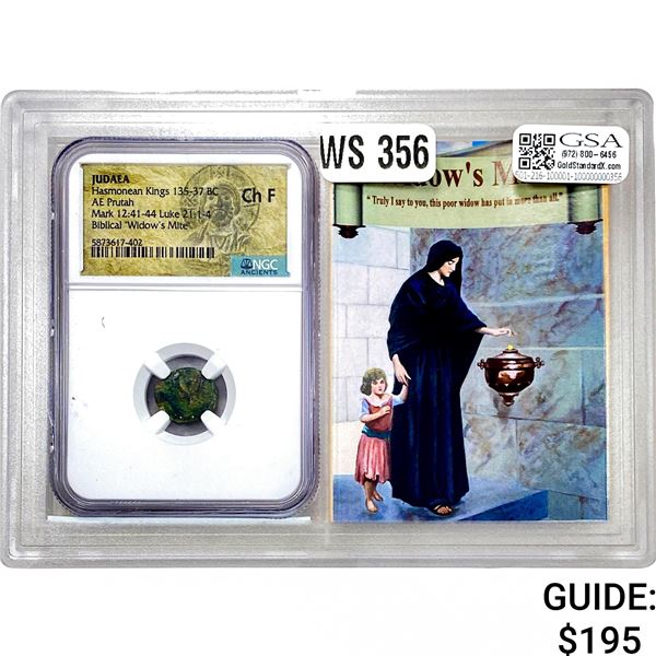 Judaea Widow's Mite AE Prutah NGC Ch F