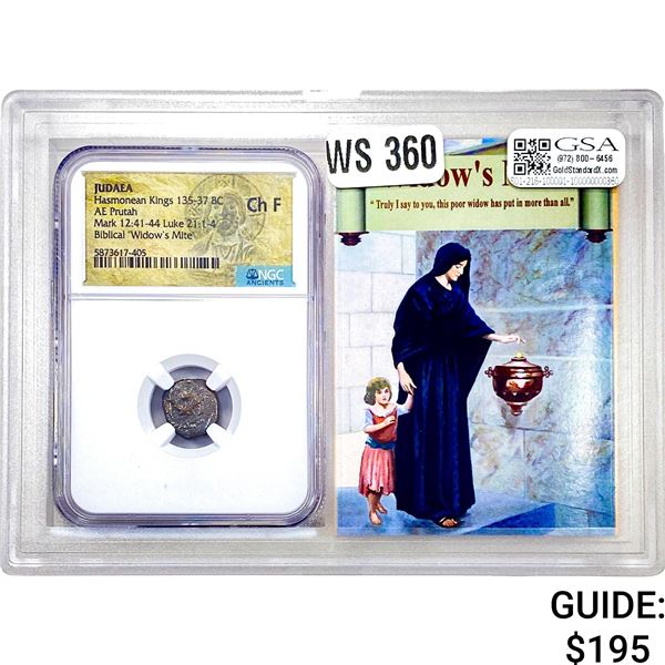 Judaea Widow's Mite AE Prutah NGC Ch F