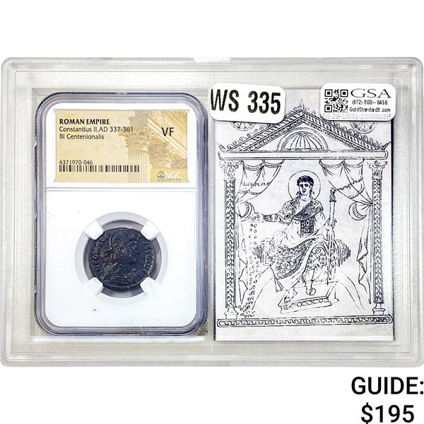 Roman Constantius II, AD 337-361 BI Centenionalis NGC VF