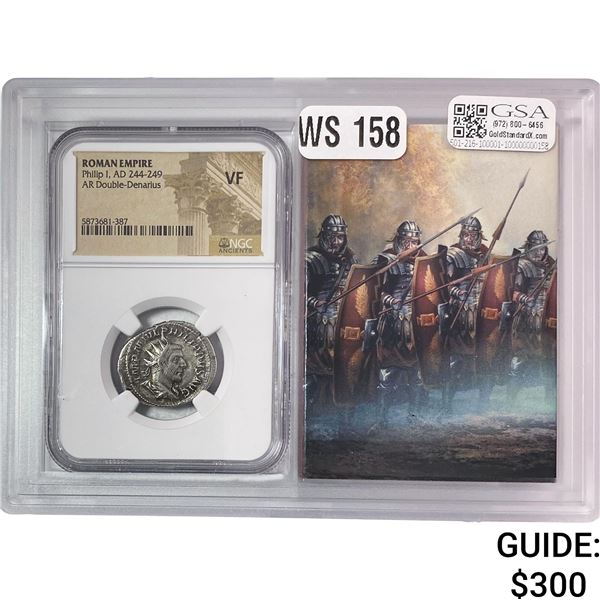 Roman Philip I, AD 244-249 Silver DBL Denarius NGC VF