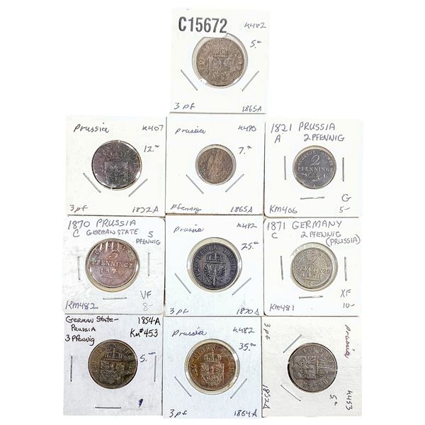 [10 Coins] 1821-1871 Various Prussia Coins HIGH GRADE