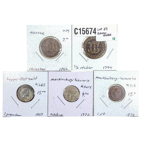 [5 Coins] 1772-1872 German State Coins XF