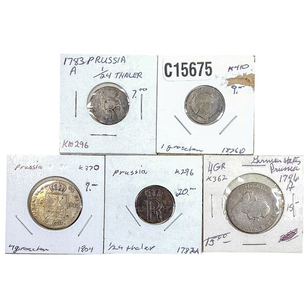 [5 Coins] 1782-1826 Various Prussia Coins VF