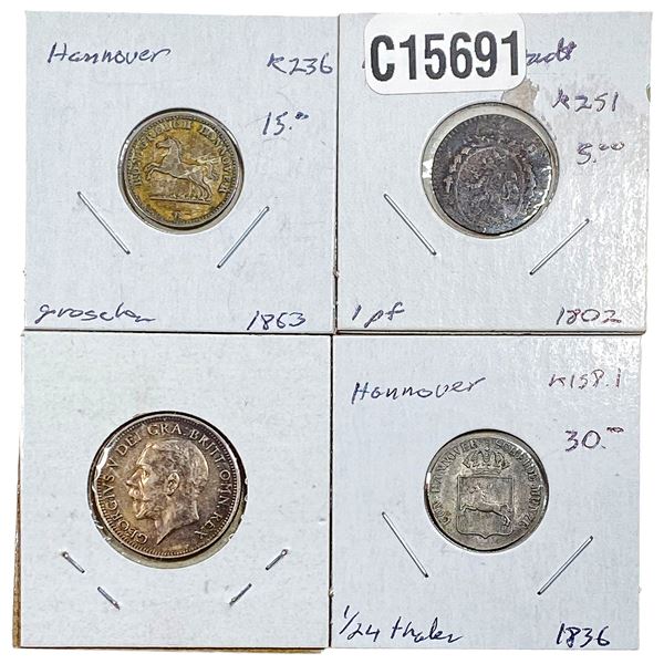 [4 Coins] 1802-1862 Varius Wold Coins XF