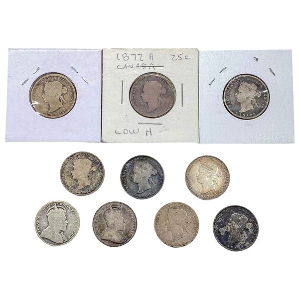 [10 Coins] 1872-1910 Silver Canada 25c HIGH GRADE