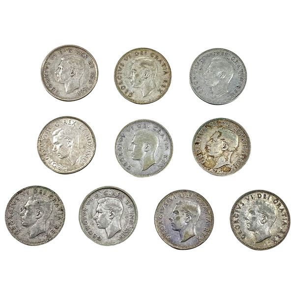 [10 Coins] 1946 Silver Canada 25c HIGH GRADE