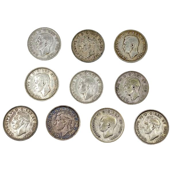[10 Coins] 1943 Silver Canada 25c HIGH GRADE