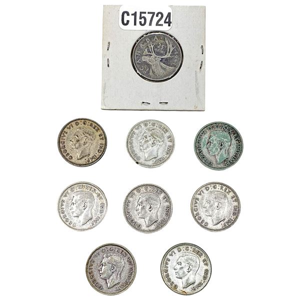 [9 Coins] 1941-1942 Silver Canada 25c HIGH GRADE