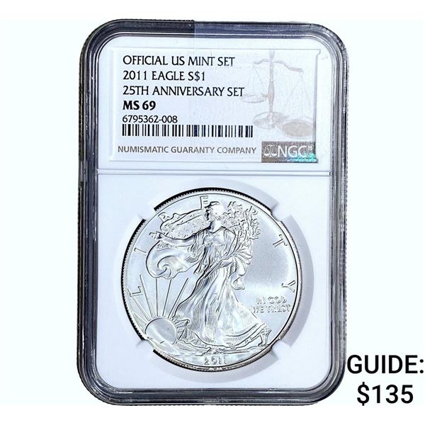 2011 Silver Eagle NGC MS69 25th Anniversary