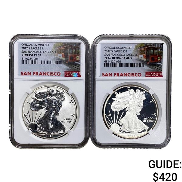 [2 Coins]2012-S Silver Eagle NGC PF69