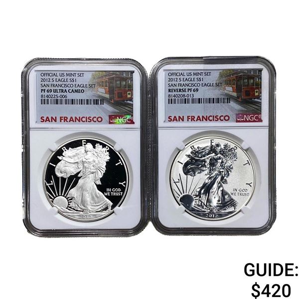 [2 Coins]2012-S Silver Eagle NGC PF69
