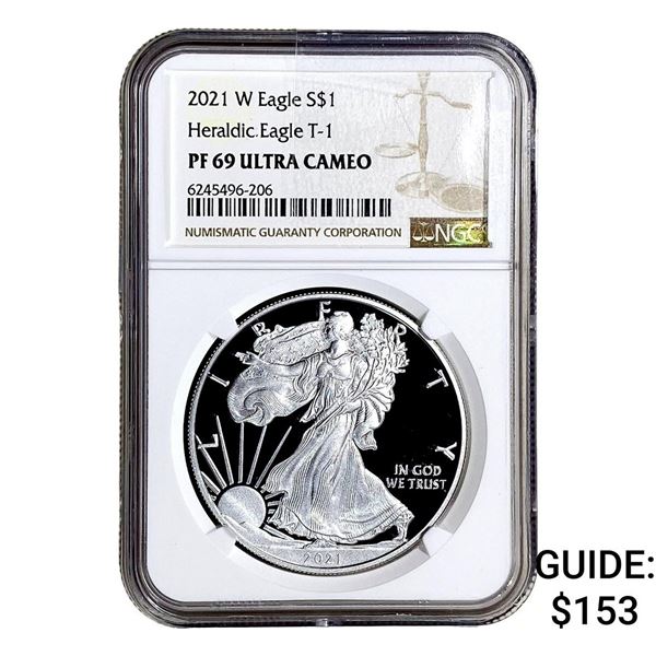 2021-W Silver Eagle NGC PF69 Hearldic Eagle T-1 UC