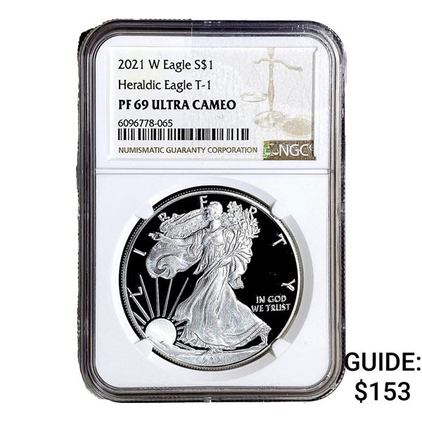 2021-W Silver Eagle NGC PF69 Hearldic Eagle T-1 UC