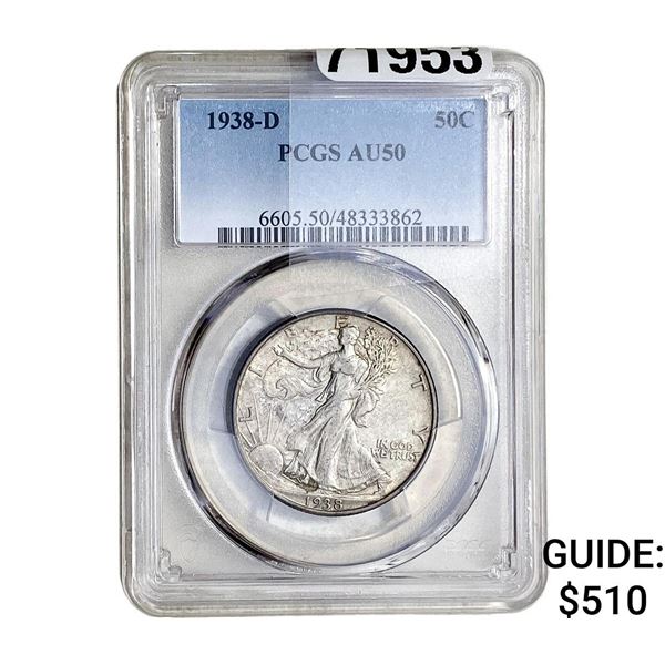 1938-D Walking Liberty Half Dollar PCGS AU50