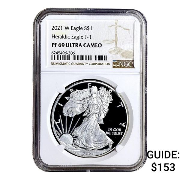 2021-W Silver Eagle NGC PF69 Hearldic Eagle T-1 UC