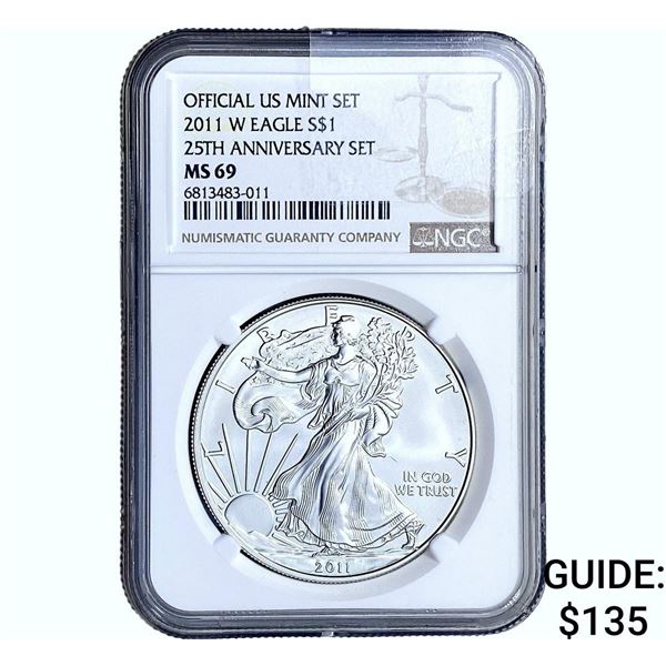 2011-W Silver Eagle NGC MS69 25th Anniversary