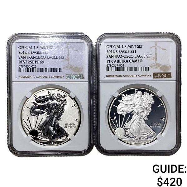 [2 Coins]2012 Silver Eagle NGC PF69