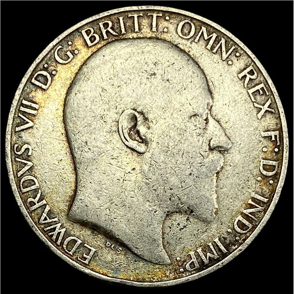 1910 Great Britain Silver 1 Florin - Edward VII NEARLY UNCIRCULATED