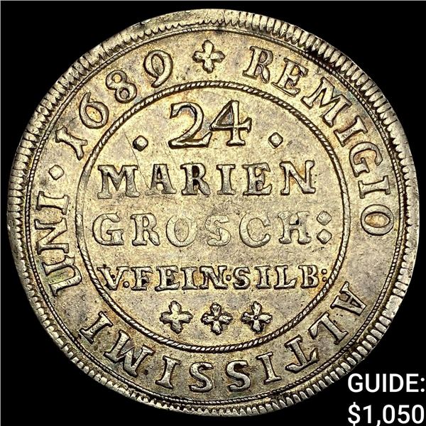 1689 Germany States Silver 24 Mariengroschen NEARLY UNCIRCULATED