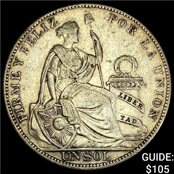 1930 Peru Silver Sol NEARLY UNCIRCULATED