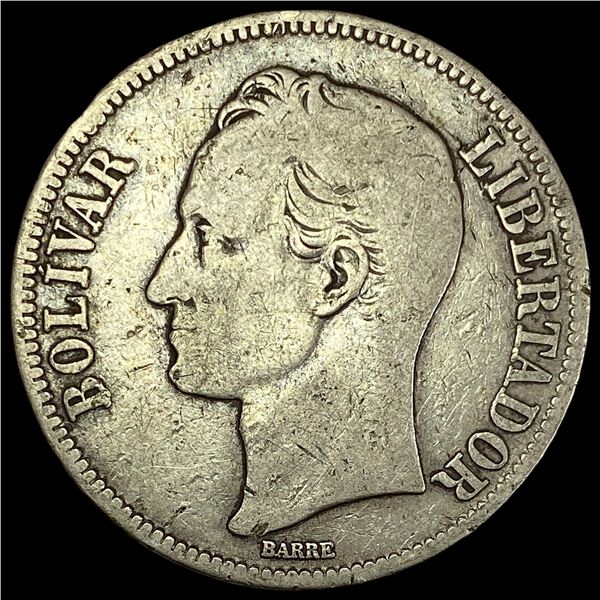 1926 Venezliela Silver 5 Bolivars NEARLY UNCIRCULATED