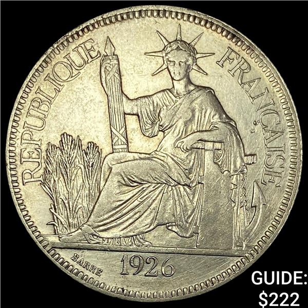 1926 French Indo Chine Silver Piastre CLOSELY UNCIRCULATED