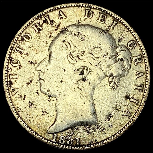 1881 Gr. Britian Silver 1/2 Crown NEARLY UNCIRCULATED