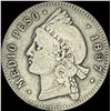 Image 1 : 1897 Dominican Republic Silver 1/2 Peso ABOUT UNCIRCULATED