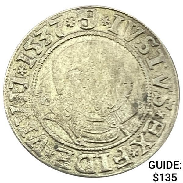 1529-1558 Prussia Silver Groschen Albert I CLOSELY UNCIRCULATED