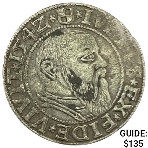 1529-1558 Prussia Silver Groschen Albert I CLOSELY UNCIRCULATED