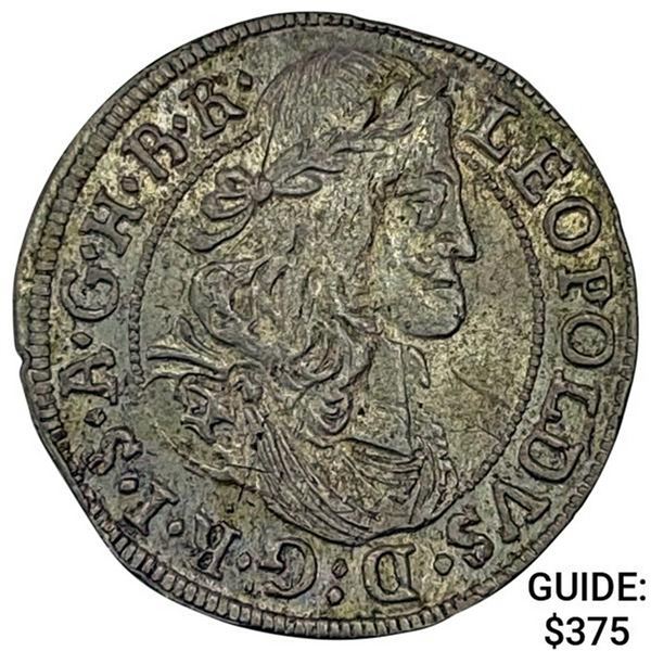 1681 Austria Silver 3 Kreuzer Leopold I UNCIRCULATED